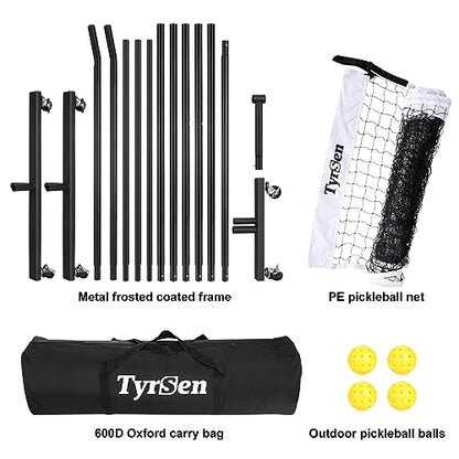 Portable Pickleball Net System on Wheels, 22FT Strong PE Net, Metal Frame, 1 Carry Bag, Driveway & Backyard