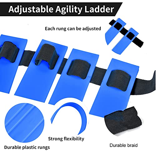 TNZMART Agility Ladder and Disc Cones Training Set Adjustable Rungs Training Ladder with 10 Plastic Sport Cones for Training