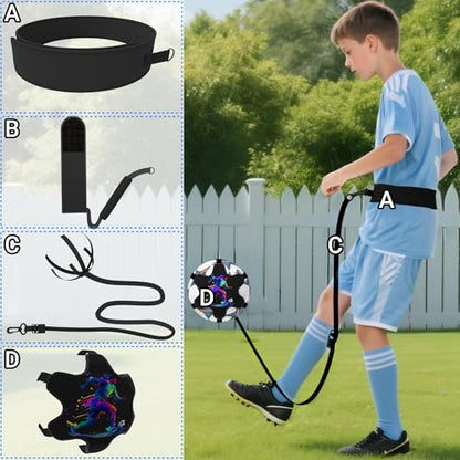 READAEER Soccer Training Equipment for Kids Adults, Adjustable Waist or Wrist Belt for Kicking and Passing Practice, no Waste time Picking up the Ball(Football is not Included)
