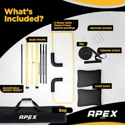 Apex Sports Volleyball Spike Trainer – Adjustable Solo Practice Station for Hitting & Spiking – Durable 25lb Base, Easy Ball Reload – Indoor/Outdoor Training Aid for All Skill Levels