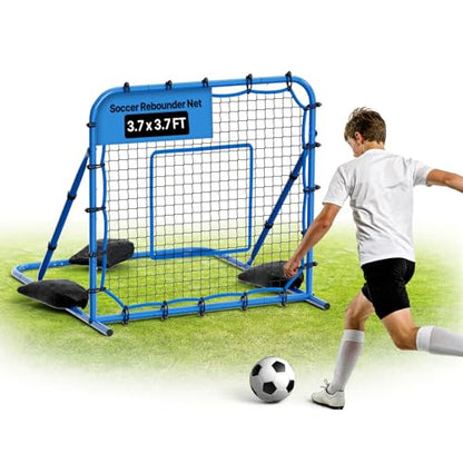 VEVOR Soccer Rebounder Net, Quick-Switch Angle Soccer Goal Rebounder for Control, Passing Practice, Heavy-Duty Iron Frame & PE Net, Easy Setup Ball Training Equipment for Teens&Adults - size: 3.7x3.7FT