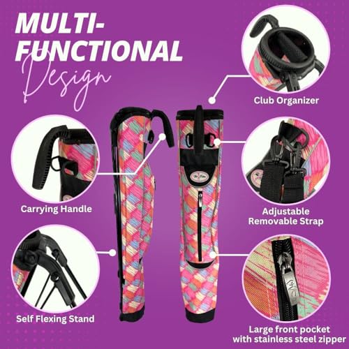 Taboo Fashion Sunday Golf Bags for Women - Lightweight Golf Range Bag with Self Flexing Stand and Shoulder Strap for Driving Range, Par 3 or Executive Course - color: Posh Pink