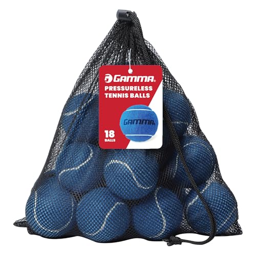 Gamma Pressureless Tennis Balls for Tennis Practice and Lessons, Longer-Term Durability and More Bounce Than Standard Tennis Balls, Blue, Bag of 18