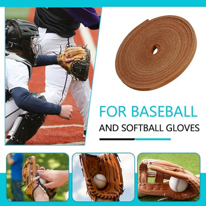 Baseball Glove Lace, Mitt Lace Repair Kit Softball 2 Leather Laces and 2 Lacing Needles for Catcher's Glove - color: Tan
