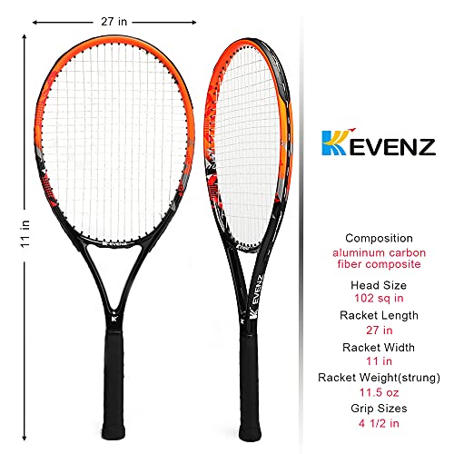 KEVENZ Tennis Racket for Adults,Carbon Fiber Tennis Racquet with Carring Bag,Light Weight and Shock Resistant