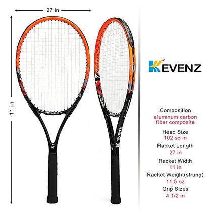 KEVENZ Tennis Racket for Adults,Carbon Fiber Tennis Racquet with Carring Bag,Light Weight and Shock Resistant