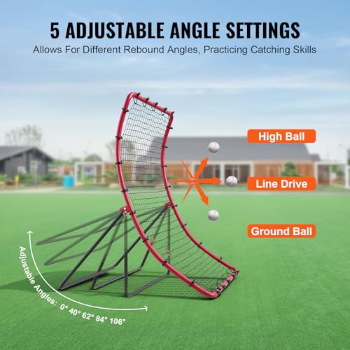 VEVOR Baseball and Softball Rebounder Net, PitchBack Baseball Pitching Net, Volleyball Pitch Return Trainer Rebound Net with Pitching Target, All Angle Fielding Rebound Net for Grounders Pop Flies - style: 3X4.5FT