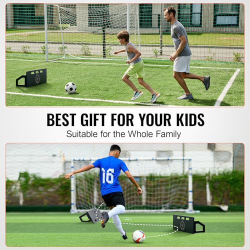 VEVOR Soccer Rebounder Board, Portable Soccer Wall with 2 Angles Rebound, Foldable HDPE Kickback Rebound Board, Soccer Training Equipment for Kids and Adults, Passing & Shooting Practice - size: 32"X12"