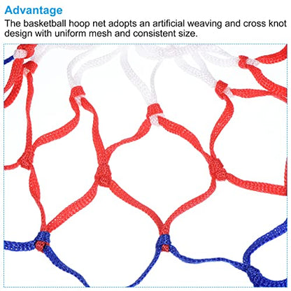 PATIKIL 8 Loops 12" Dia. Mini Basketball Net Replacement, 6 Pack PP Basketball Hoop Net Rim Nets Sturdy for Indoor Outdoor, White Red Blue