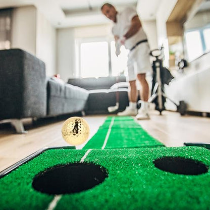 Practice Golf Balls Training Aids Double-Layer Gold Golfing Practice Ball for Indoor and Outdoor Putting Game Training