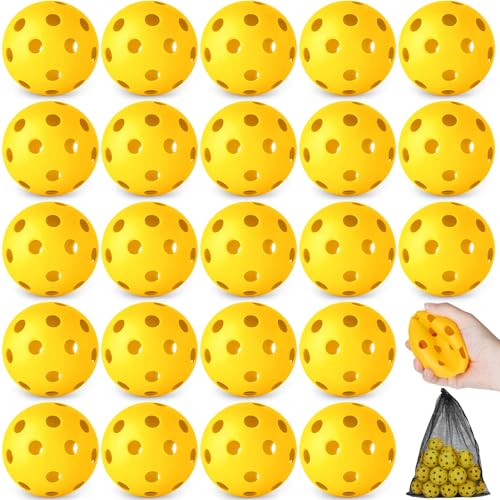 Coopay 24/80 Pack Practice Baseball SoftBalls Plastic Training Balls Lightweight Hollow Balls with a Drawstring Bag for Hitting, Baseball Training Indoor Outdoor Use - color: Yellow, style: 24 Pack