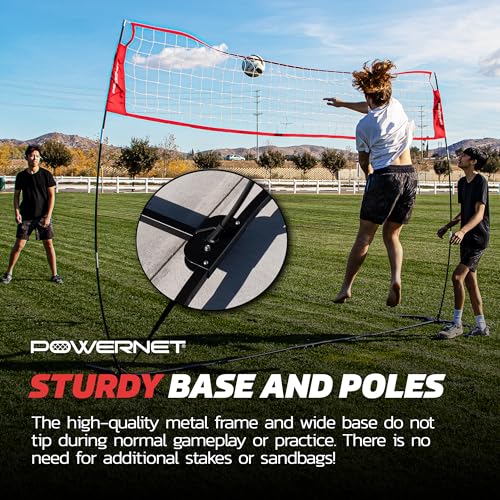 PowerNet Portable Volleyball Net for Backyard Training, Indoor Outdoor Volleyball Practice Equipment, Great for Hitting Serving Drills Small Scrimmage or 1 On 1 Game - size: 12.5-Foot