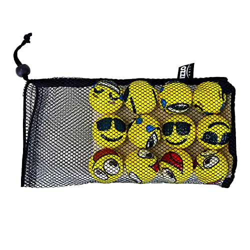Izzo Golf Tru Spin Foam Practice Balls - with Option of shagger/Practice Set - style: Emoji 12 Pack