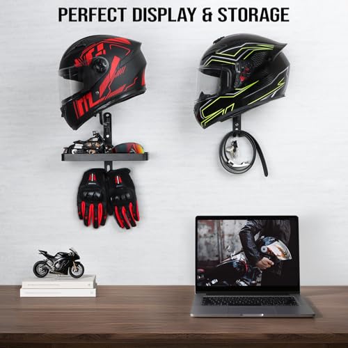 PUERSI Helmet Holder Wall Mount - 2 Pack 180° Rotation Helmet Hanger for Motorcycle Bike Racing Outerwear Sports Gear Display Motorcycle Accessories - style: 2 Pack