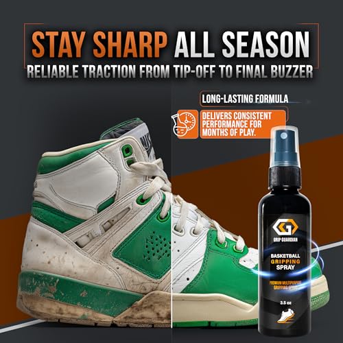 Basketball Grip Spray 2-in-1 Shoe Cleaner & Grip Enhancer - Anti Slip Performance Spray for Basketball Shoes - Improves Traction on Indoor/Outdoor Courts - Boosts Grip, Balance & Control