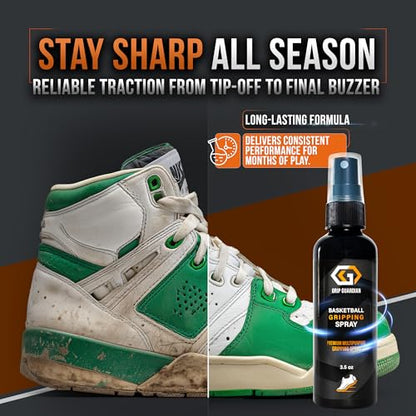 Basketball Grip Spray 2-in-1 Shoe Cleaner & Grip Enhancer - Anti Slip Performance Spray for Basketball Shoes - Improves Traction on Indoor/Outdoor Courts - Boosts Grip, Balance & Control