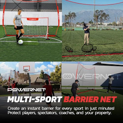 PowerNet Portable Sports Rebounder -Basketball, Volleyball, Soccer, Baseball, Softball and Lacrosse, Backyard & Garage Backstop, Indoor Outdoor Safety Net for Protection - style: 16x10 RED Net