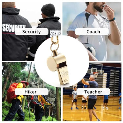 HUTOU L4820 Whistle, Brass Coach Sports Whistle with Lanyard, Loud Crisp Sound Whistle Ideal for Coaches, Referees, and Officials