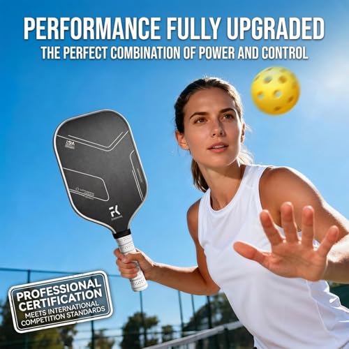 Pickleball Paddles Set of 2 T700 & 16mm Carbon Fiber Pickleball Paddles with CMS Matte Surface Lightweight Honeycomb Core & Durable Edge Guard Protector & Comfortable Grip