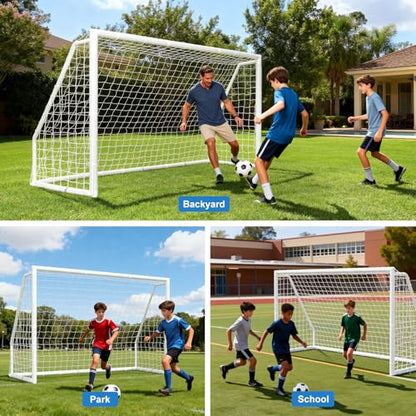 MOPHOTO Soccer Goal, 6X4/8x6/10x6.5/12x6/16x7/18.5x6.5/21x7/24x8ft Soccer Goals for Backyard, Full Size Soccer Goal for Teens & Adults Training - size: 10x6.5FT, style: PVC-Foldable