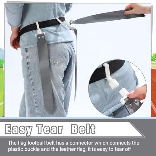 Hungdao 10/12 Players Flag Football Belts and Flags Adjustable Football Belts for Kids Teens Adults Team Training Sport Event - color: Black,gray