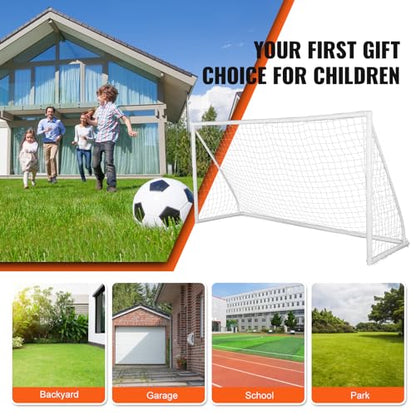 VEVOR Portable Soccer Goal, 12 x 6 ft Large Practice Soccer Net, Steel Fiberglass Structure Training Goal Set with Carry Bag, All-Weather Outdoor Use, for Backyards, Parks, School Fields - style: 12x6 ft PVC