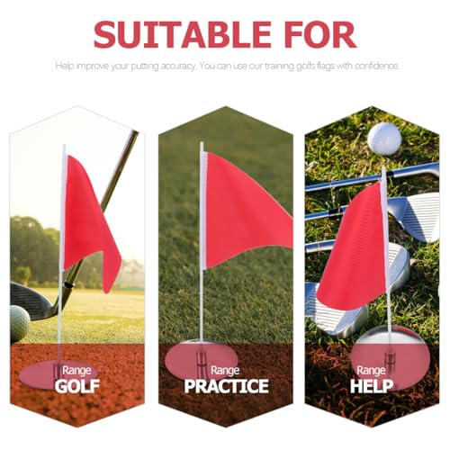 HEMOTON Portable Golf Flagstick with Hole Cup, Stainless Steel Putting for Backyard Indoor Practice, Mini Golfing Target Training Aid Accessories for Office Home
