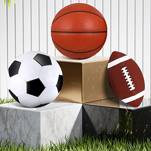 Libima 3 Pcs Sports Ball Set for Kids Teens Include Official Size Basketball Soccer Football with Pump and Carry Bag Training Practice Sport Back to School Gift