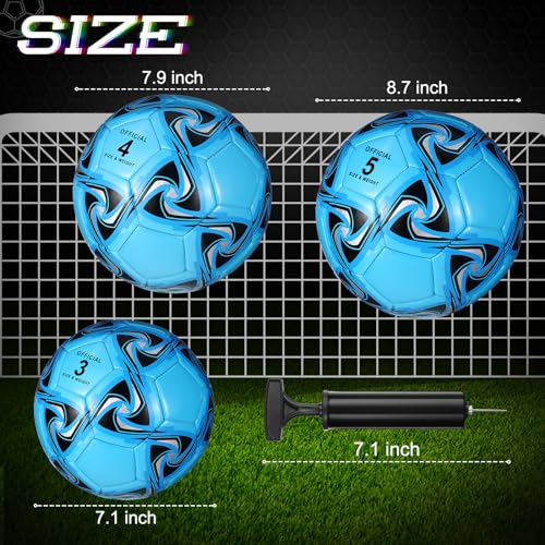 Deekin 6 Pcs Soccer Ball Bulk with Pump Official Size Indoor Outdoor Sport Soccer Gift for Kids Teen Adult Practice Game Back to School