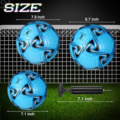 Deekin 6 Pcs Soccer Ball Bulk with Pump Official Size Indoor Outdoor Sport Soccer Gift for Kids Teen Adult Practice Game Back to School