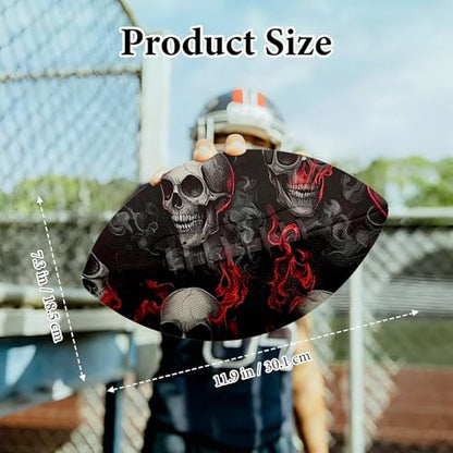 American Football, Official Size 11.9 x 7.3 Inch, Premium Composite Leather High-Grip Ball with Pro-Style Lacing, Unique Prints for Training, Games & Gifts - color: Dark Skull Fire