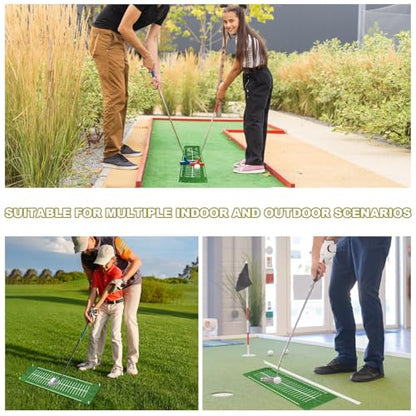 Silipull Golf Putting Mats Practice Indoor 30 x 8.27 Inch Golf Putting Practice Training Aid Alignment Track Green Mat Exercise Putter Training Supplies - color: Green