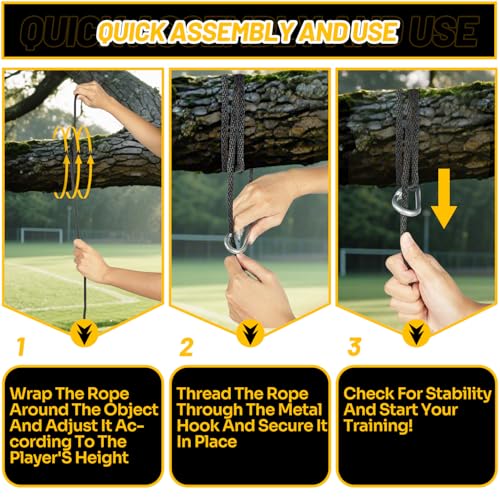 Baseball Softball Batting Trainer – 10.5ft Swing Trainer with Hook & Ball – Solo Hitting Aid for Hand-Eye Coordination, Timing, and Power – Practice Drills for Baseball & Softball Players (All Ages)