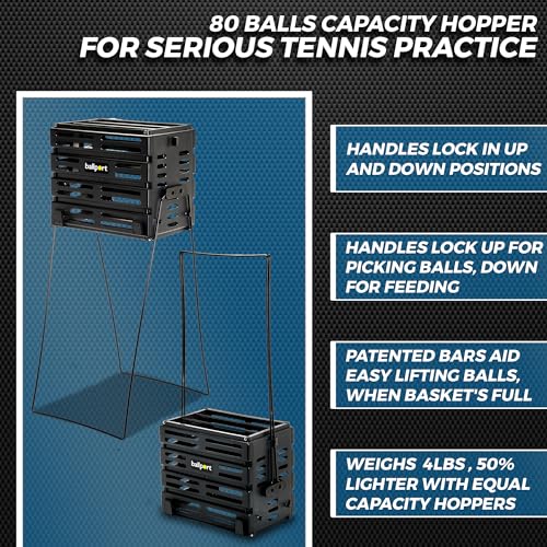 Tourna Ballport Tennis Ball Hopper Holds 80 Balls Durable and Lightweight – Blue - color: Blue