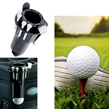 Golf Ball Holder Tee Holder Clip Caddy with Nylon Brush Divot Tool