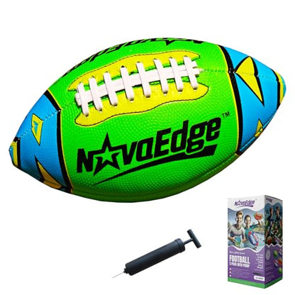 8.5-Inch All-Weather Football for Kids | Land & Water Play on Lawn, Playground, Pool, Beach | Waterproof with Grips & Laces | Includes Pump | Choose 1 or 2 Ball Pack - color: Green x1
