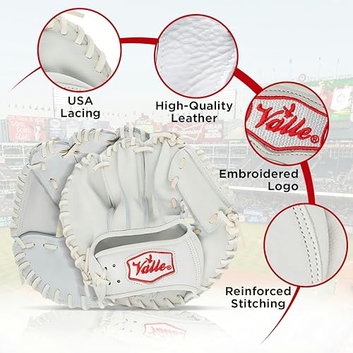 Valle Eagle KK-P 4-Finger Baseball Glove - Infield Flat-Style Training Glove - Durable Leather, Flexible, Sure-Grip - Ideal for Any Age and Player - Perfect for Game Drills - Sure-Grip, Softball