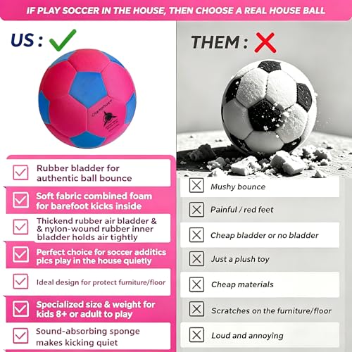Indoor Soccer Balls Size 4, Soft Safe Silent Soccer Ball for Inside House Kids Aged 8-12 Youth Fun Soccer Gifts for Girls Boys Birthday Easter Back to School