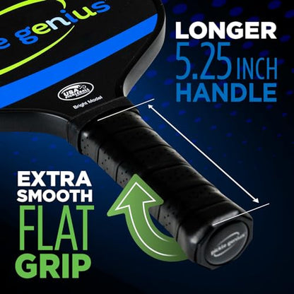 13mm Quiet Pickleball Paddle – 8oz USAPA Approved Carbon Fiber with Grit – Pickleball Racket for Adults – Honeycomb Core Vibration Dampening for Spin, Control & Tennis Elbow Relief
