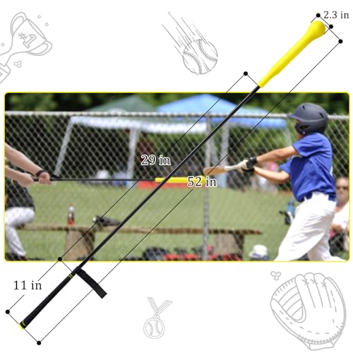Baseball Hitting Stick,Batting Practice Equipment for Baseball and Softball,Extended Handlebar with Grip Strap,Ideal One-on-One Baseball Training Equipment - style: Baseball Swing Trainer