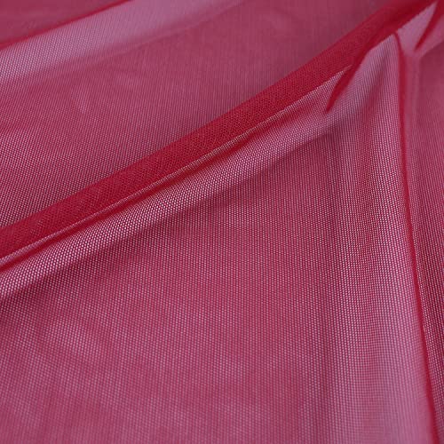 Superfine 4-Way Stretch Net Fabric Nylon Spandex Power Mesh, Pre-Cut 5 Yards Long 60" Wide, Lightweight Sheer (Wine Red) - color: Wine Red