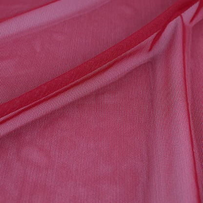 Superfine 4-Way Stretch Net Fabric Nylon Spandex Power Mesh, Pre-Cut 5 Yards Long 60" Wide, Lightweight Sheer (Wine Red) - color: Wine Red