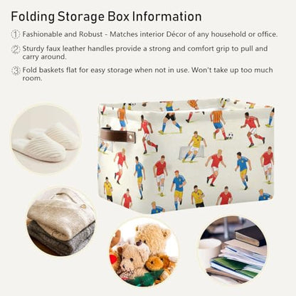 KLL Football Sport Soccer storage baskets, Foldable and waterproof organizers and storage basket with sturdy handle tubs Decoraciones 2 pack for shelves shelves blanket