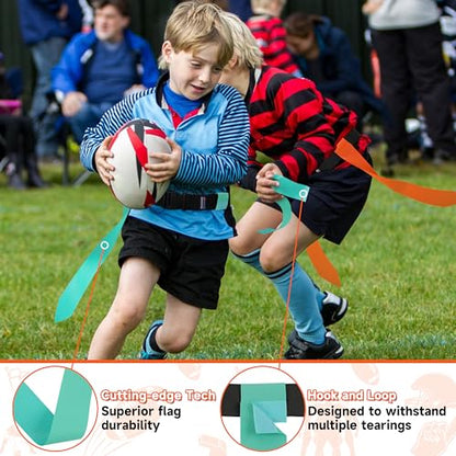 Flag Football Belts, Flags for Flag Football Set 14 Player, Flag Football for Kids Adults and Youth Training Equipment - color: Teal and Orange