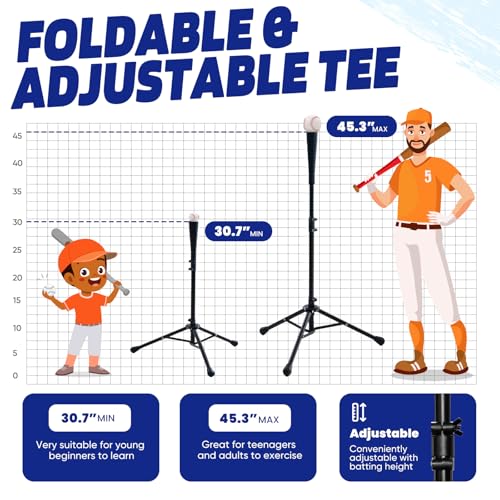 Zupapa 7x7 Feet Baseball Softball Hitting Pitching Net Tee Caddy Set with Strike Zone, Baseball Backstop Practice Net for Pitching Batting Catching for All Skill Levels - color: Blue