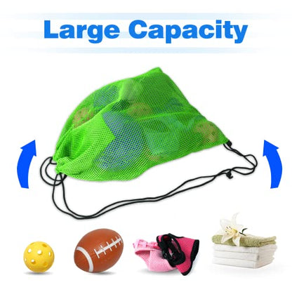 GSE Games & Sports Expert 19"x15" Green Mesh Backpack Bag. Mesh Drawstring Sports Equipment Sackpack for Gym Gear, Swimming, Toys, Baseballs/Softballs, Pickleballs - color: Green, style: 19"x15" Backpack(6-pack)