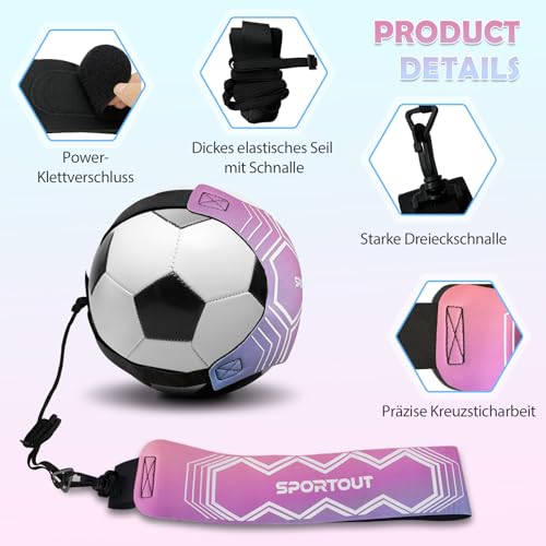 Sportout Volleyball/Soccer Training Equipment, Solo Trainer, Adjustable Waist Belt for Kids & Adults - color: Pink