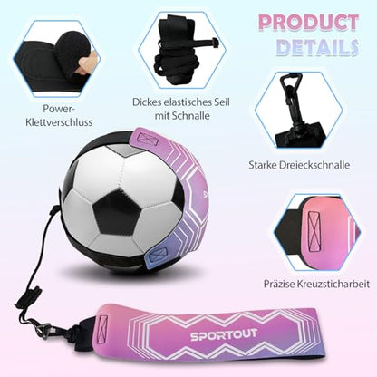 Sportout Volleyball/Soccer Training Equipment, Solo Trainer, Adjustable Waist Belt for Kids & Adults - color: Pink