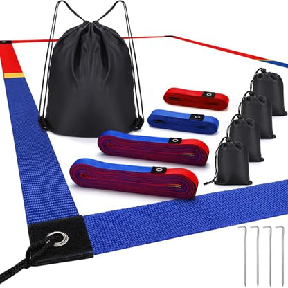 TOBWOLF Beach Volleyball Lines for Sand, Heavy Duty Volleyball Court Lines for Sand Beach Grass Backyard, 26.3' x 52.6' Portable Volleyball Boundary Lines with Metal Anchors & Sandbags