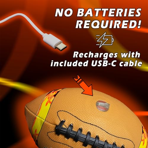 FIREBOMB™ LED Glowing Footbomb™ Football - Rechargeable Light-Up Football for Nighttime Fun, Laminated Leather Size 6, Brown Sports Ball for All Ages